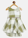 Girls Plaid Sleeveless Dress, Navy Blue ,Orange,Pink & Green Check Pattern, Flared Style