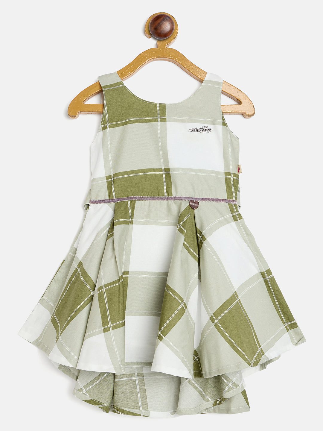 Girls Plaid Sleeveless Dress, Navy Blue ,Orange,Pink & Green Check Pattern, Flared Style