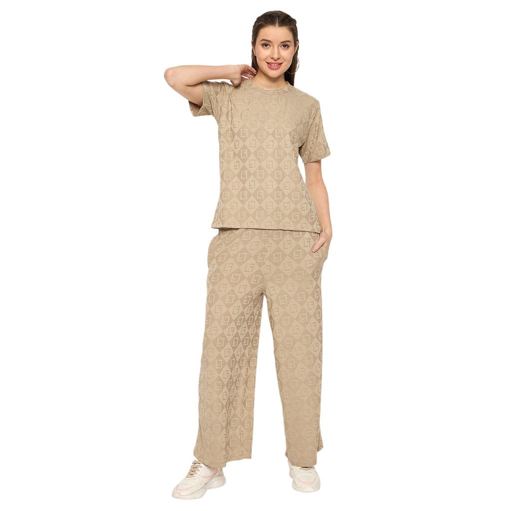 Beige Night Suit Set for Women