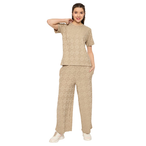 Beige Night Suit Set for Women