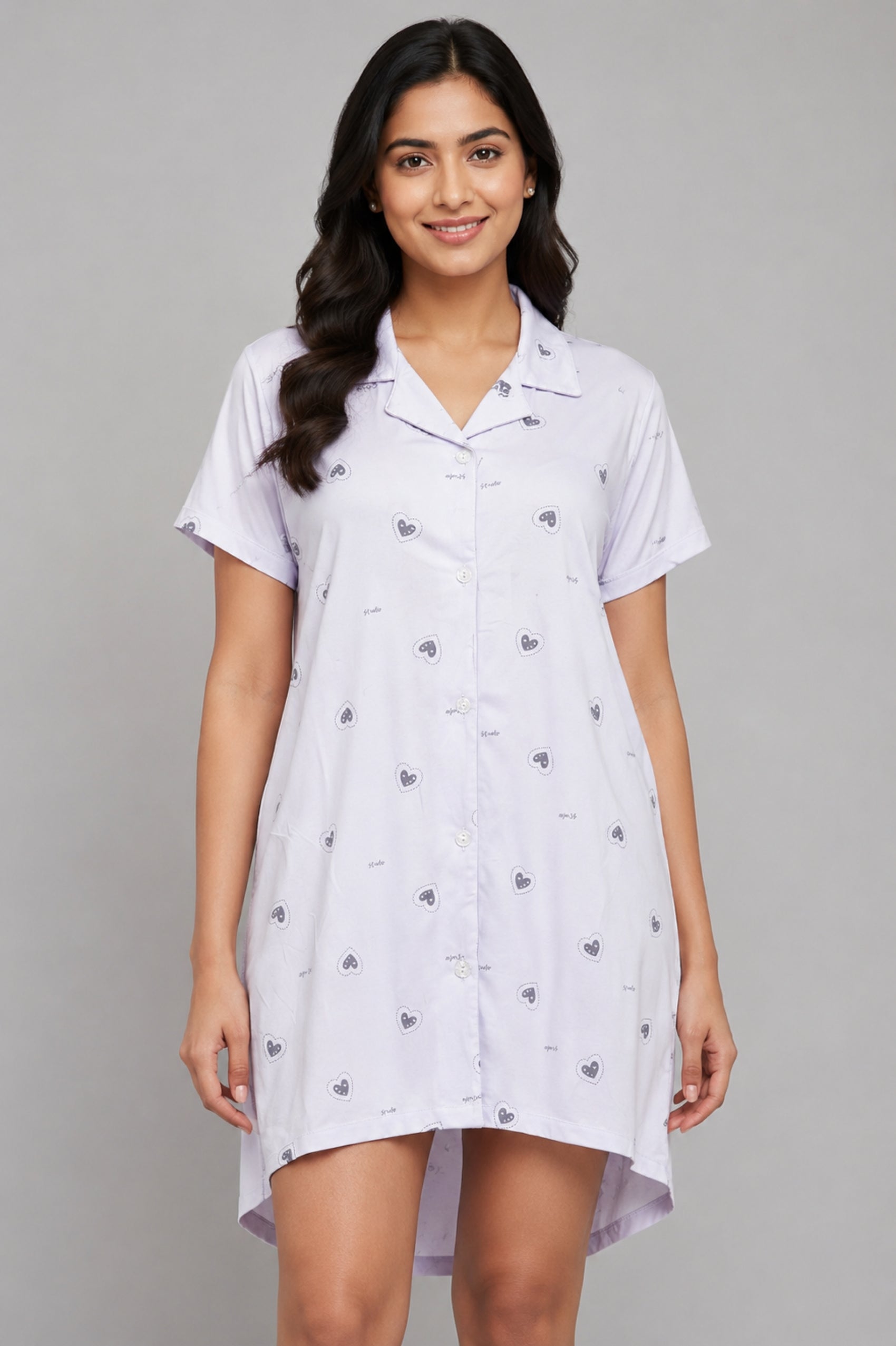 Women Front Open Short Nighty | Button Down Night Dress for Women | Comfortable Sleepwear | Loose Fit Short Nightwear | Soft Lounge Wear for Women | Everyday Night Dress