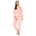 Women's Printed Full Sleeve V- Neck Top and Pajama Pants with 1 side Pockets