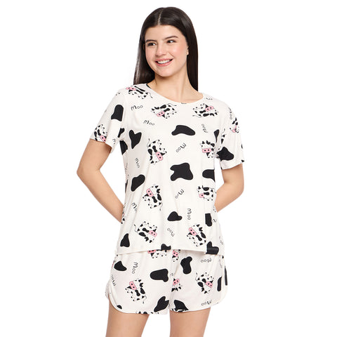 Women's Printed Loungewear Set, White