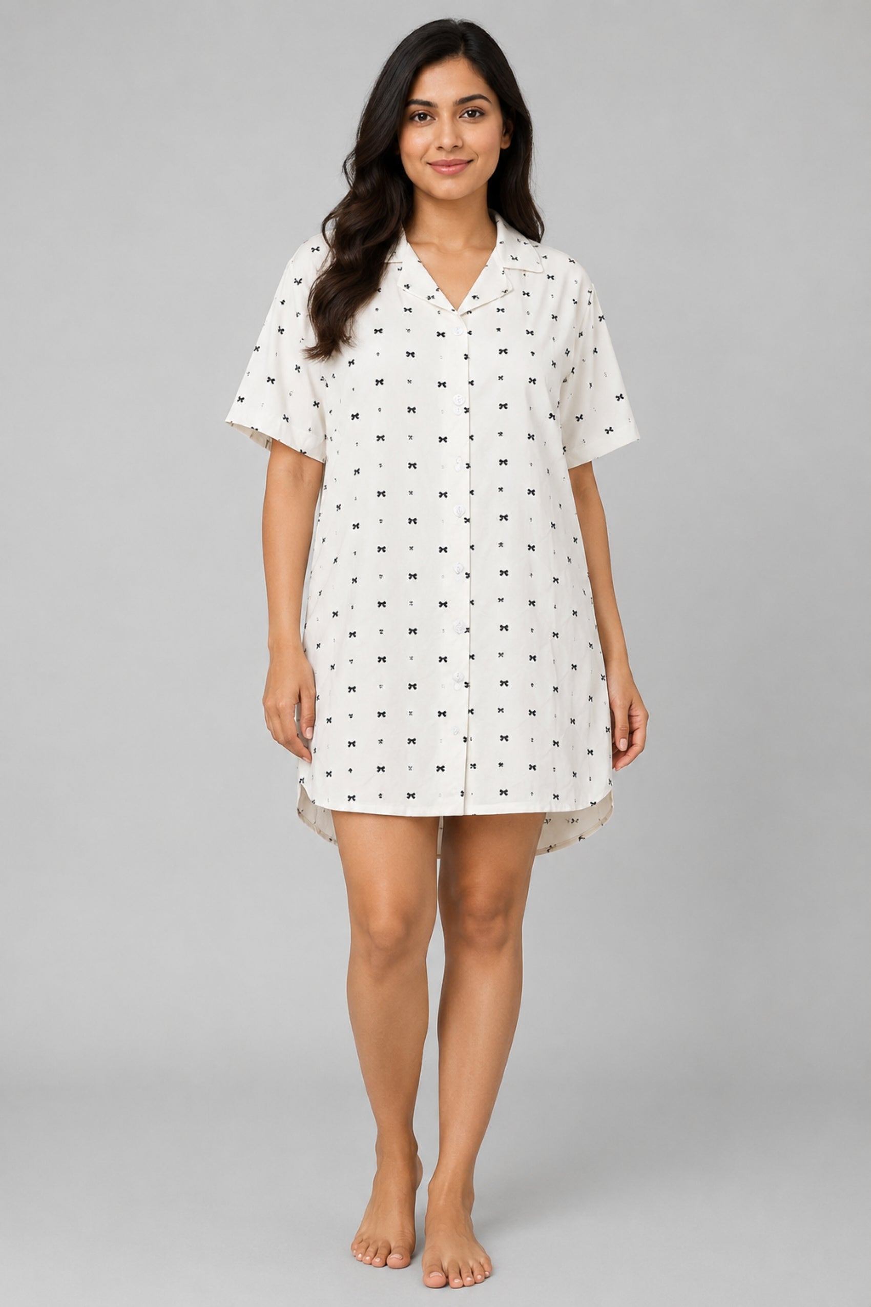 Women Front Open Short Nighty | Button Down Night Dress for Women | Comfortable Sleepwear | Loose Fit Short Nightwear | Soft Lounge Wear for Women | Everyday Night Dress