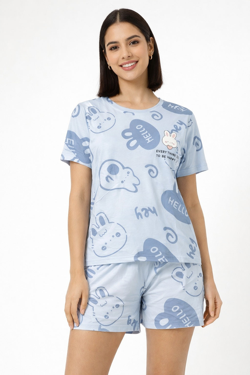 Camey Women’s Shorts Nightwear Set | Printed T-Shirt & Shorts | Soft Summer Sleepwear
