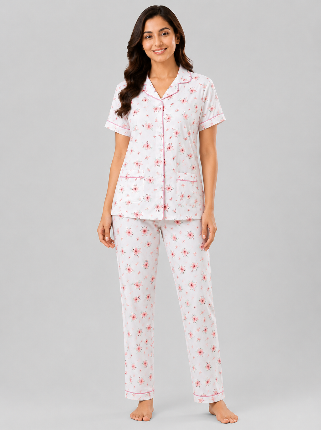 Women Night Suit | Women Sleepwear Set | Ladies Nightwear | Front Open Pyjama Set