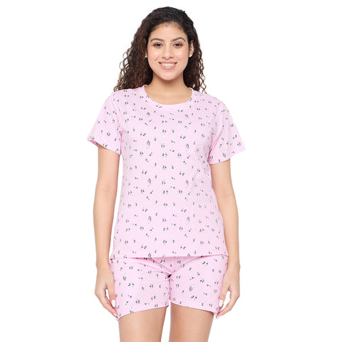 Women's Floral Print Loungewear Set, Peach