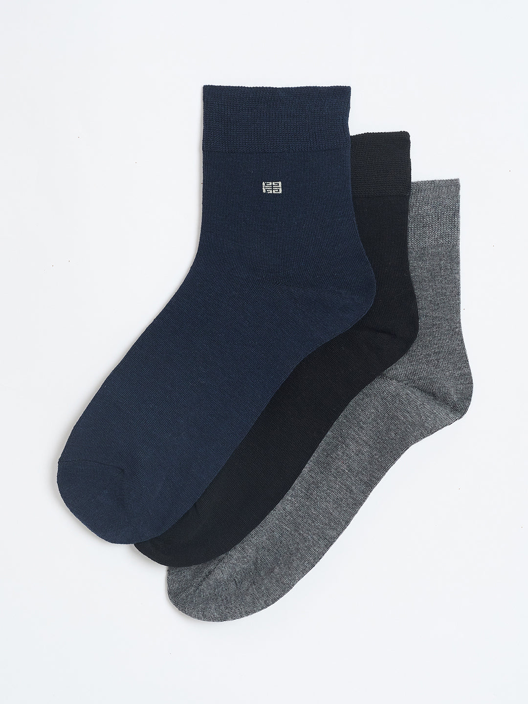 Ankle Length Cotton Socks, Pack of 3, Asst Colors