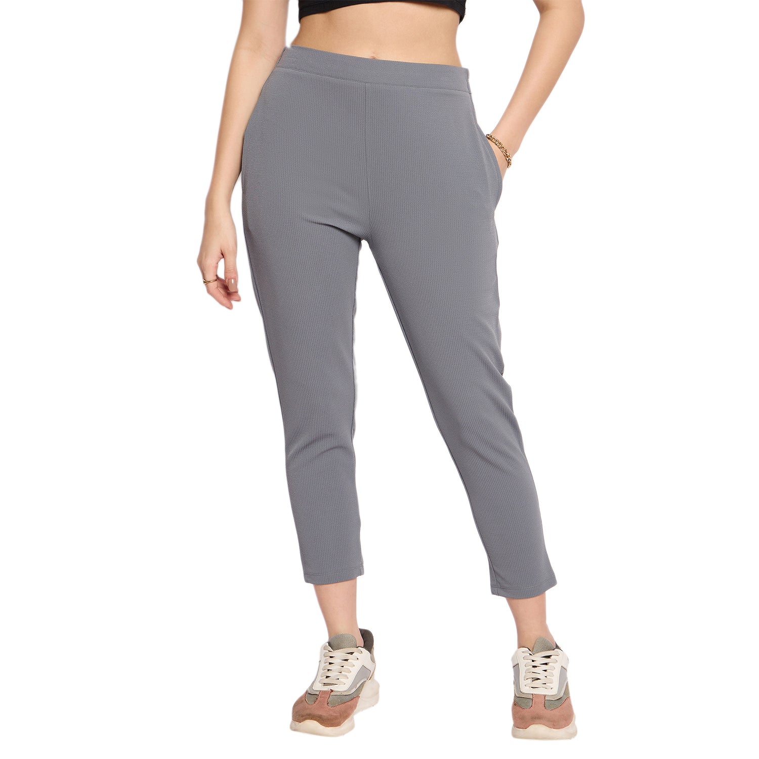 Women Narrow Pant, Grey