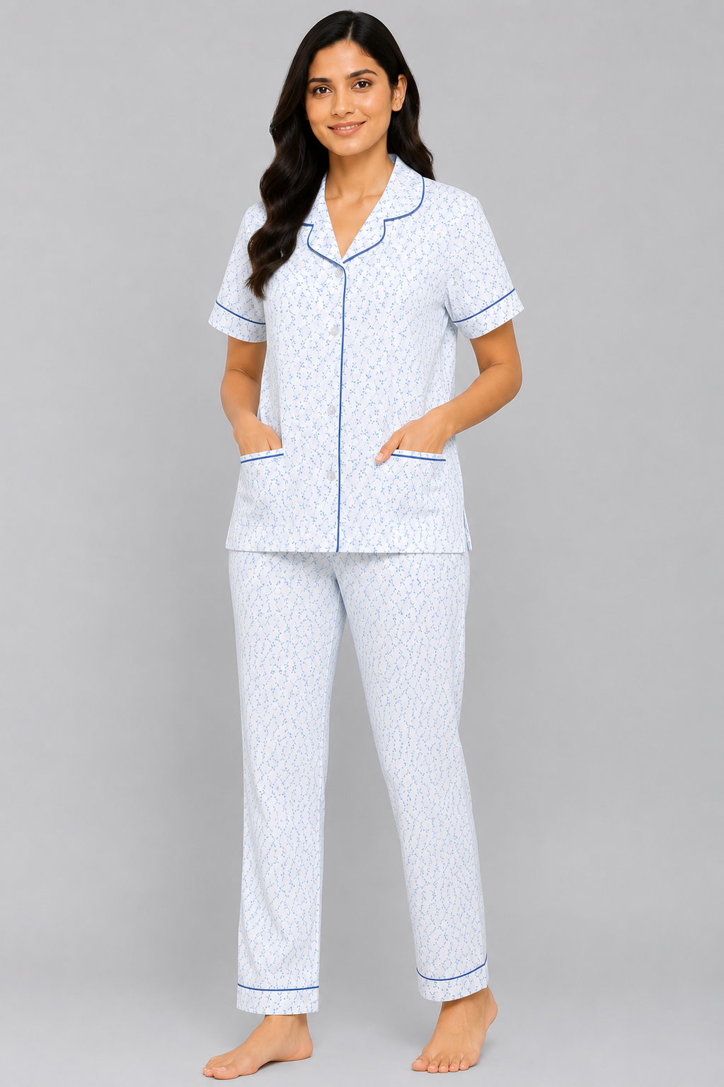 Women Night Suit | Women Sleepwear Set | Ladies Nightwear | Front Open Pyjama Set