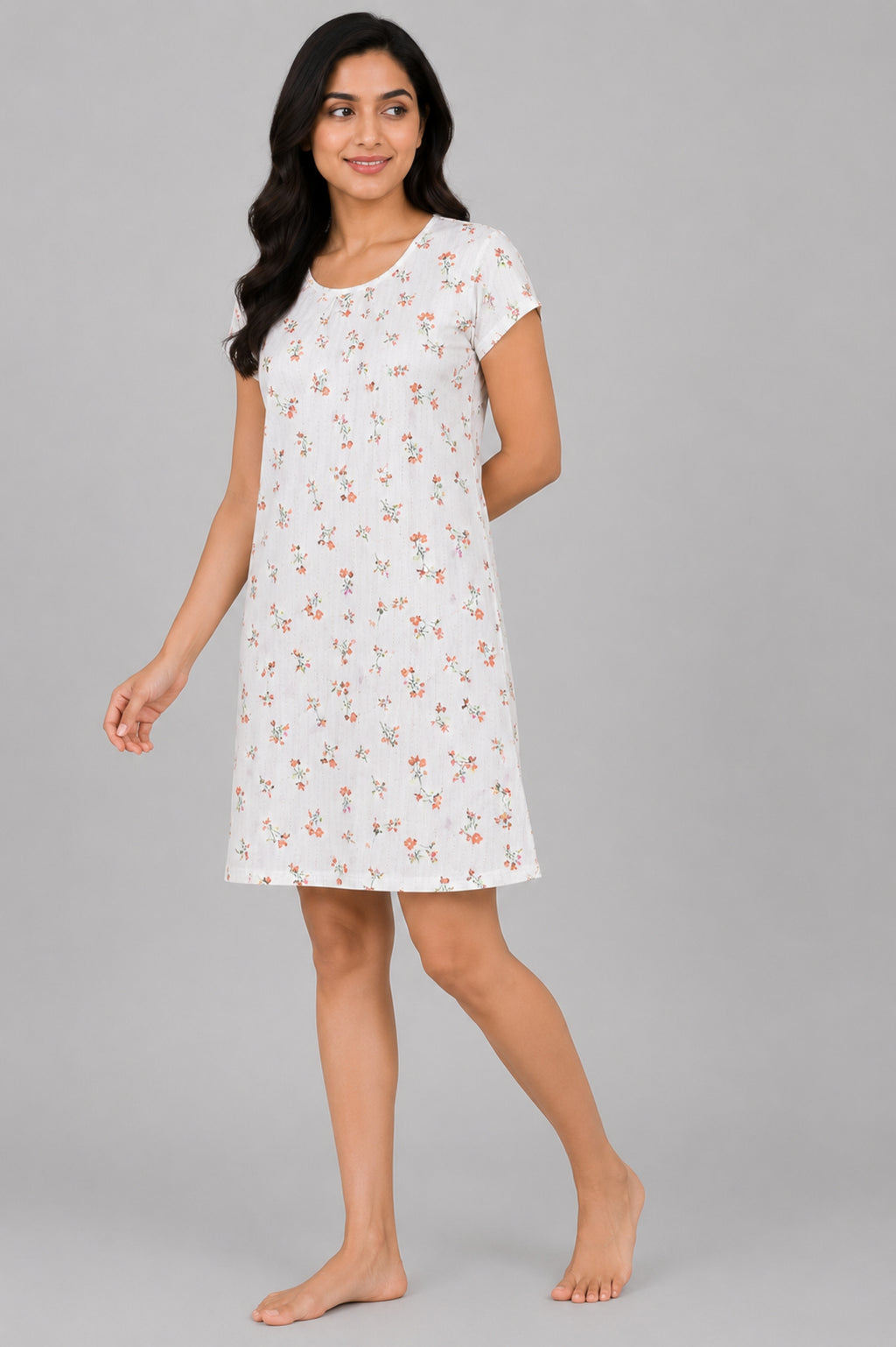 Women’s Knee Length Nighty | Soft Comfortable Sleepwear | Cap Sleeve Short Night Dress