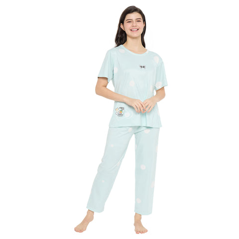 Women's Sleepwear Set, Cotton Pyjama with Short Sleeve T-Shirt,Loungewear