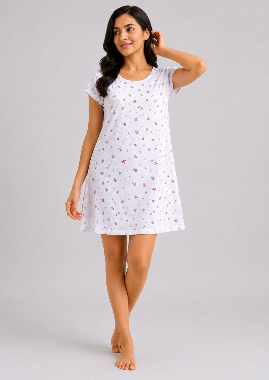 Women’s Knee Length Nighty | Soft Comfortable Sleepwear | Cap Sleeve Short Night Dress