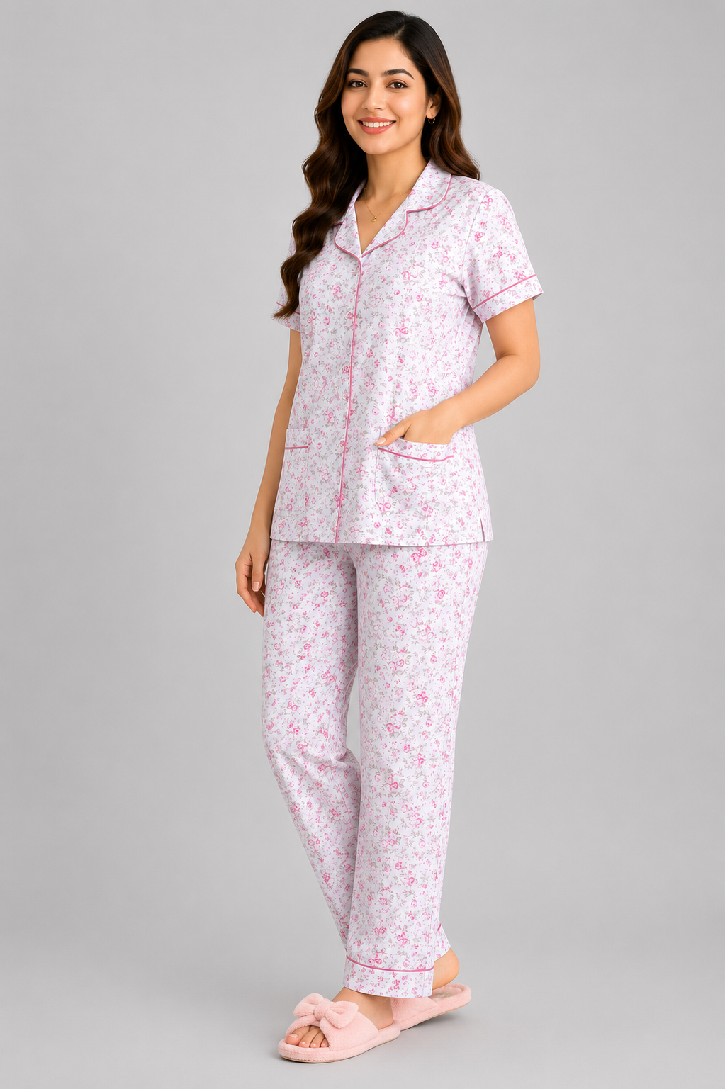 Women Night Suit | Women Sleepwear Set | Ladies Nightwear | Front Open Pyjama Set