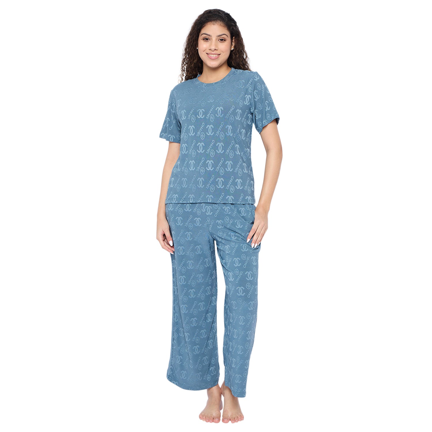 Top and Pyjama Set for Women Nightwear, Blue