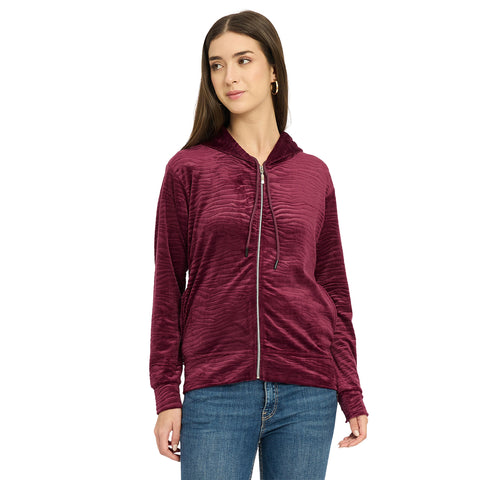 Women’s Whale Textured Zip-Up Hooded Sweatshirt