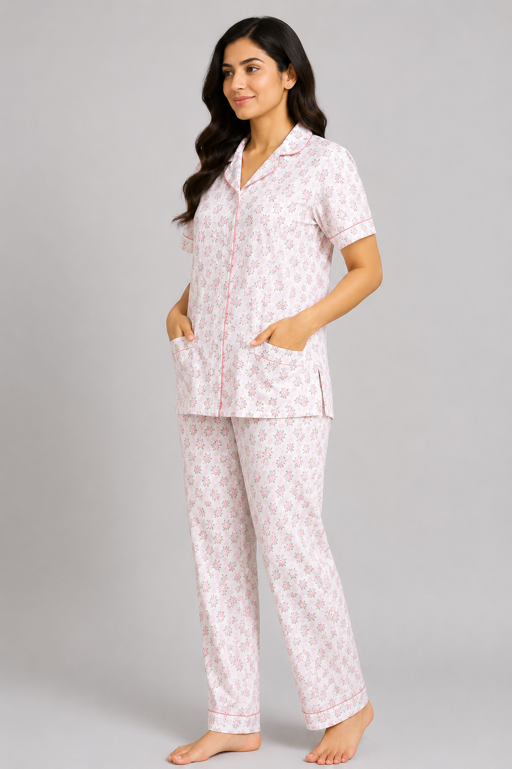 Women Night Suit | Women Sleepwear Set | Ladies Nightwear | Front Open Pyjama Set