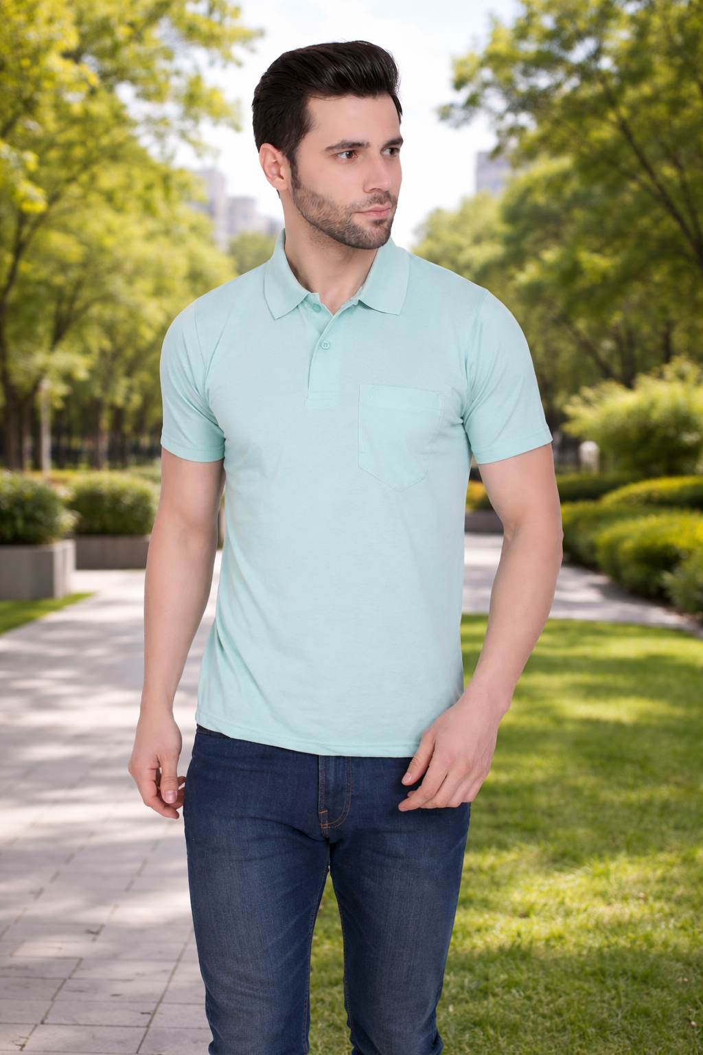 Camey Men’s Plain Cotton Polo T-Shirt | Half Sleeve Collar T-Shirt with Pocket | Stylish Casual Wear for Men