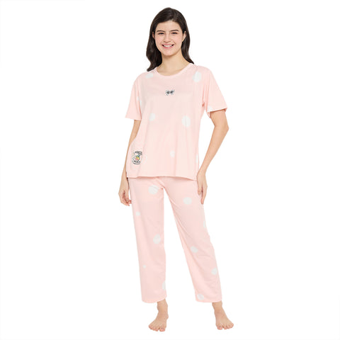 Women's Sleepwear Set, Cotton Pyjama with Short Sleeve T-Shirt,Loungewear