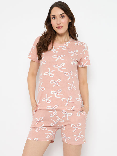 Trendy Camey Short Set for Ladies – Ideal for Daily Comfort | Women's Floral Print Loungewear Set, Beige
