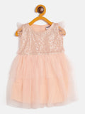 Peach Sequin Party Frock