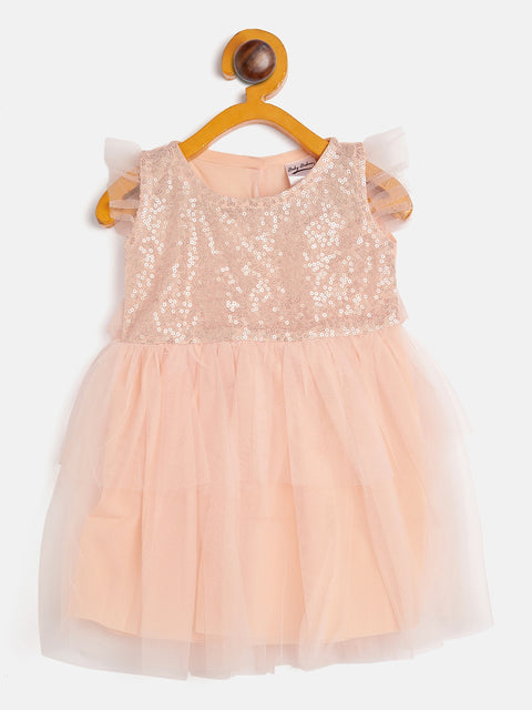 Peach Sequin Party Frock