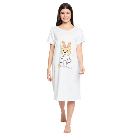 Women's short Nighty/Nightgown, Printed Pattern, Short Sleeve Sleep Dress