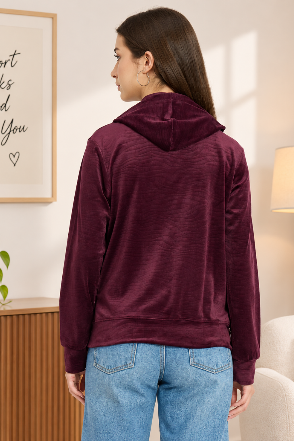 Women’s Whale Textured Zip-Up Hooded Sweatshirt