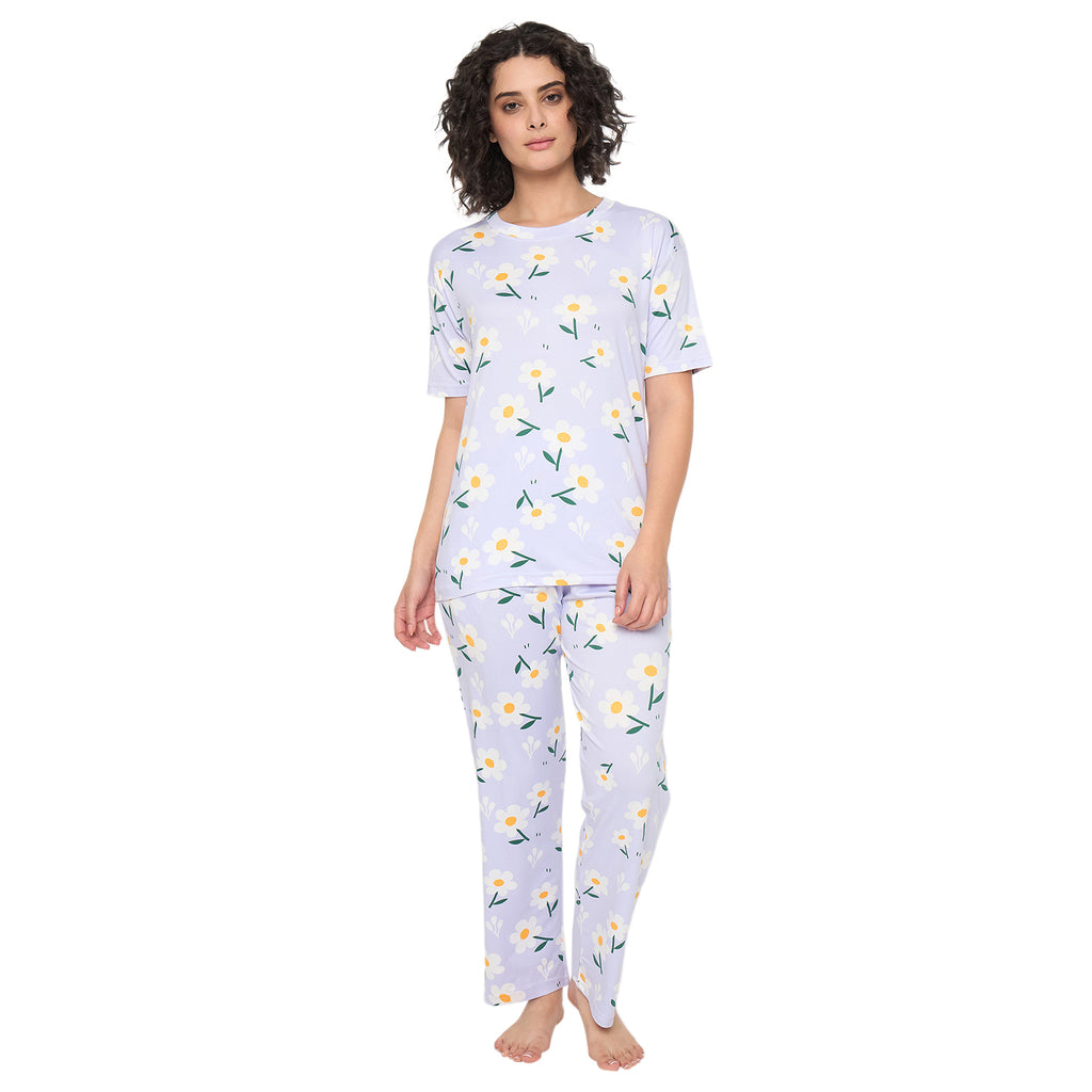 Camey Women Night Suit – Soft Floral Printed Nightwear Set | Stylish Night Suit for Women