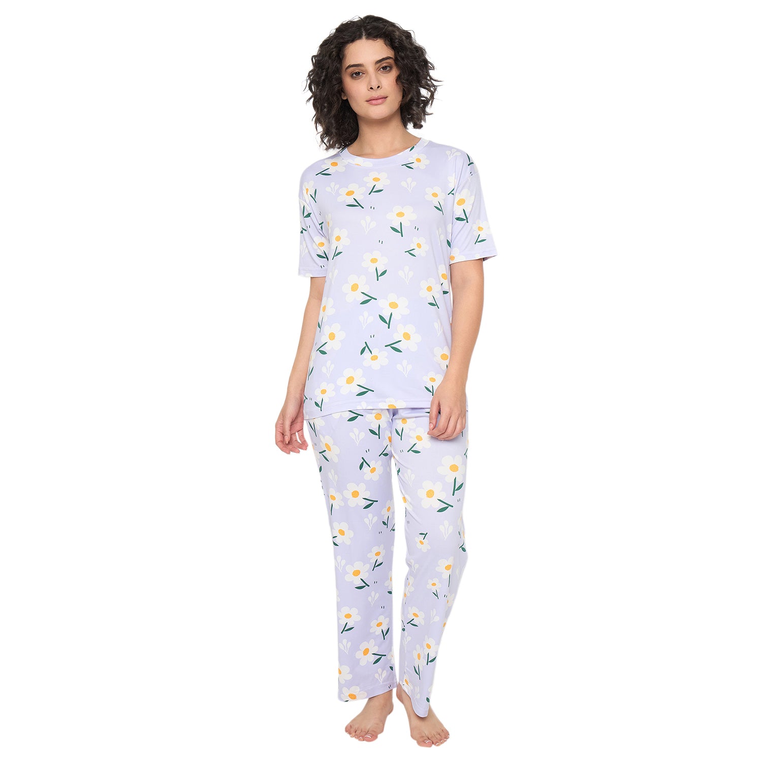 Camey Women's Night Suit – Fashionable Designs for Everyday Comfort | Women's Printed Pyjama Set, Lavender