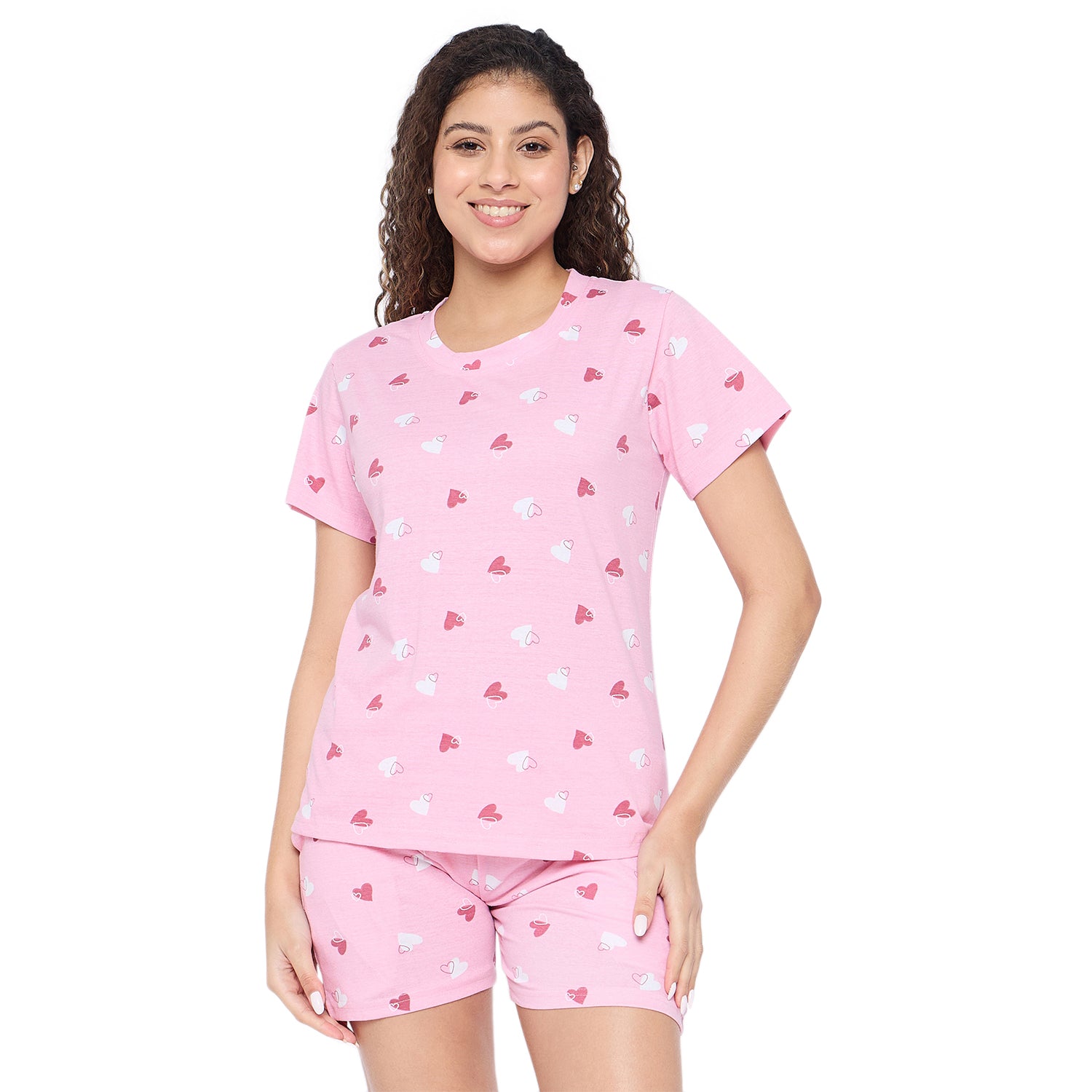 Camey Ladies Short Set – Stylish Summer Co-ords for Women's Floral Print Loungewear Set |  Pink