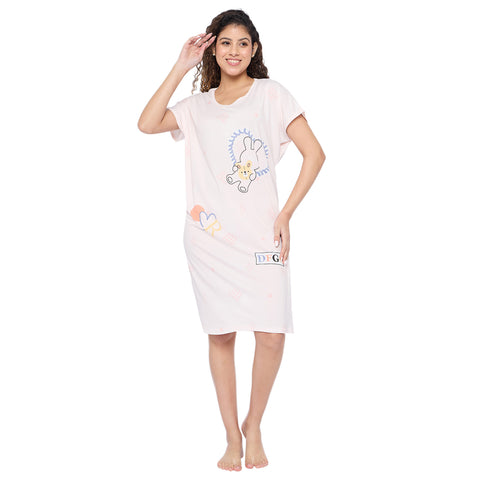 Women's short Nighty/Nightgown, Printed Pattern, Short Sleeve Sleep Dress