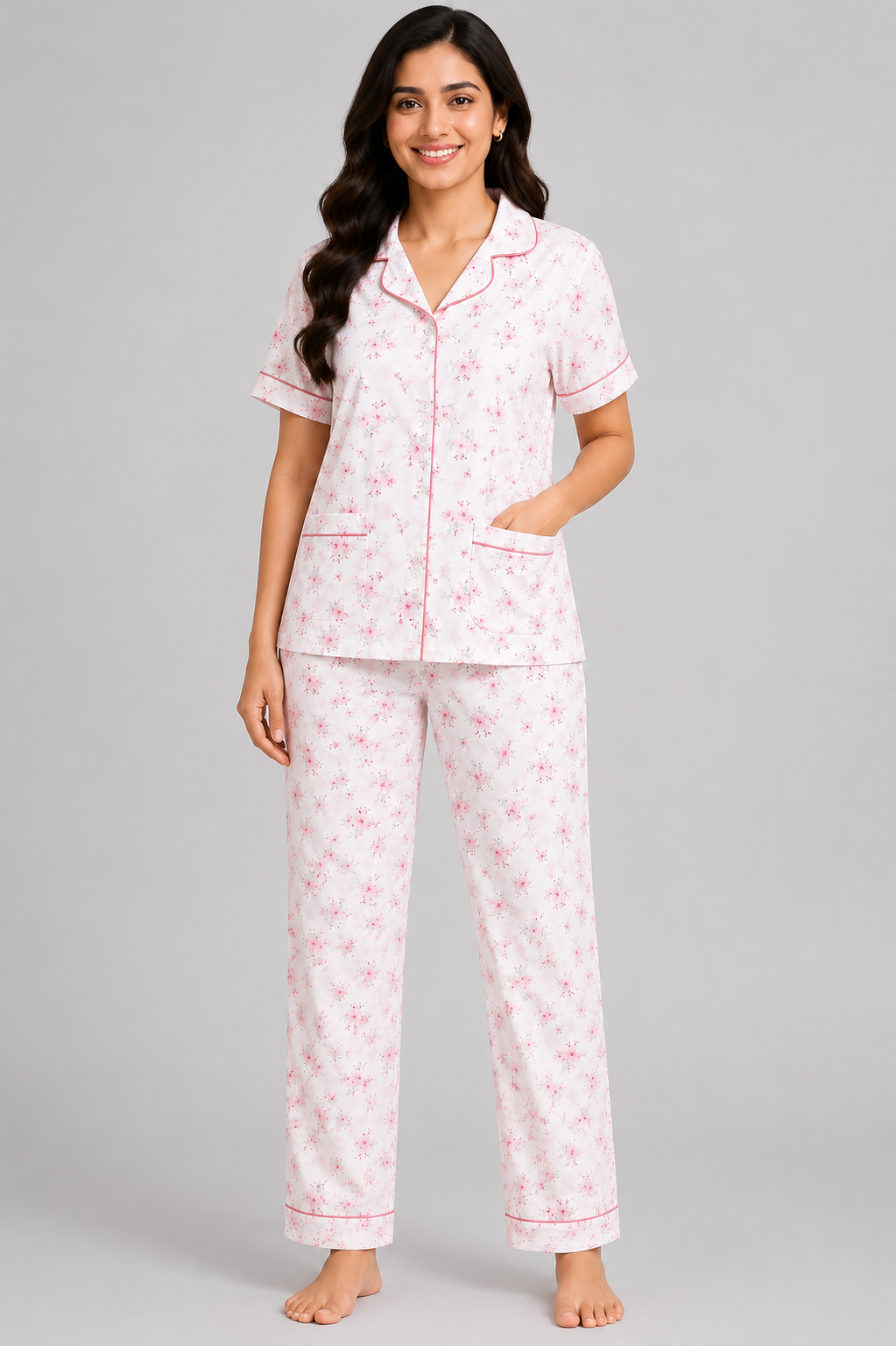 Women Night Suit | Women Sleepwear Set | Ladies Nightwear | Front Open Pyjama Set