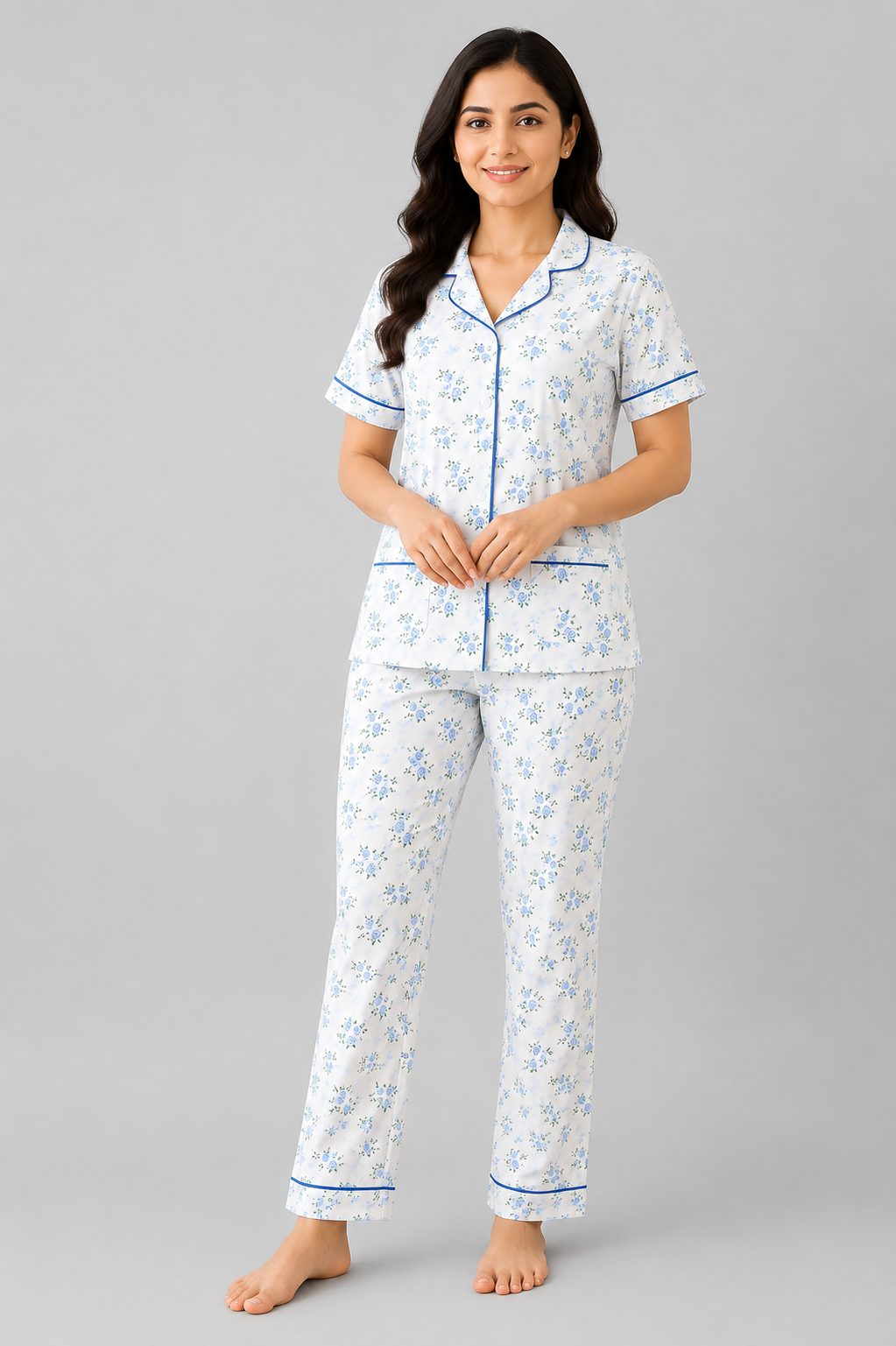 Women Night Suit | Women Sleepwear Set | Ladies Nightwear | Front Open Pyjama Set