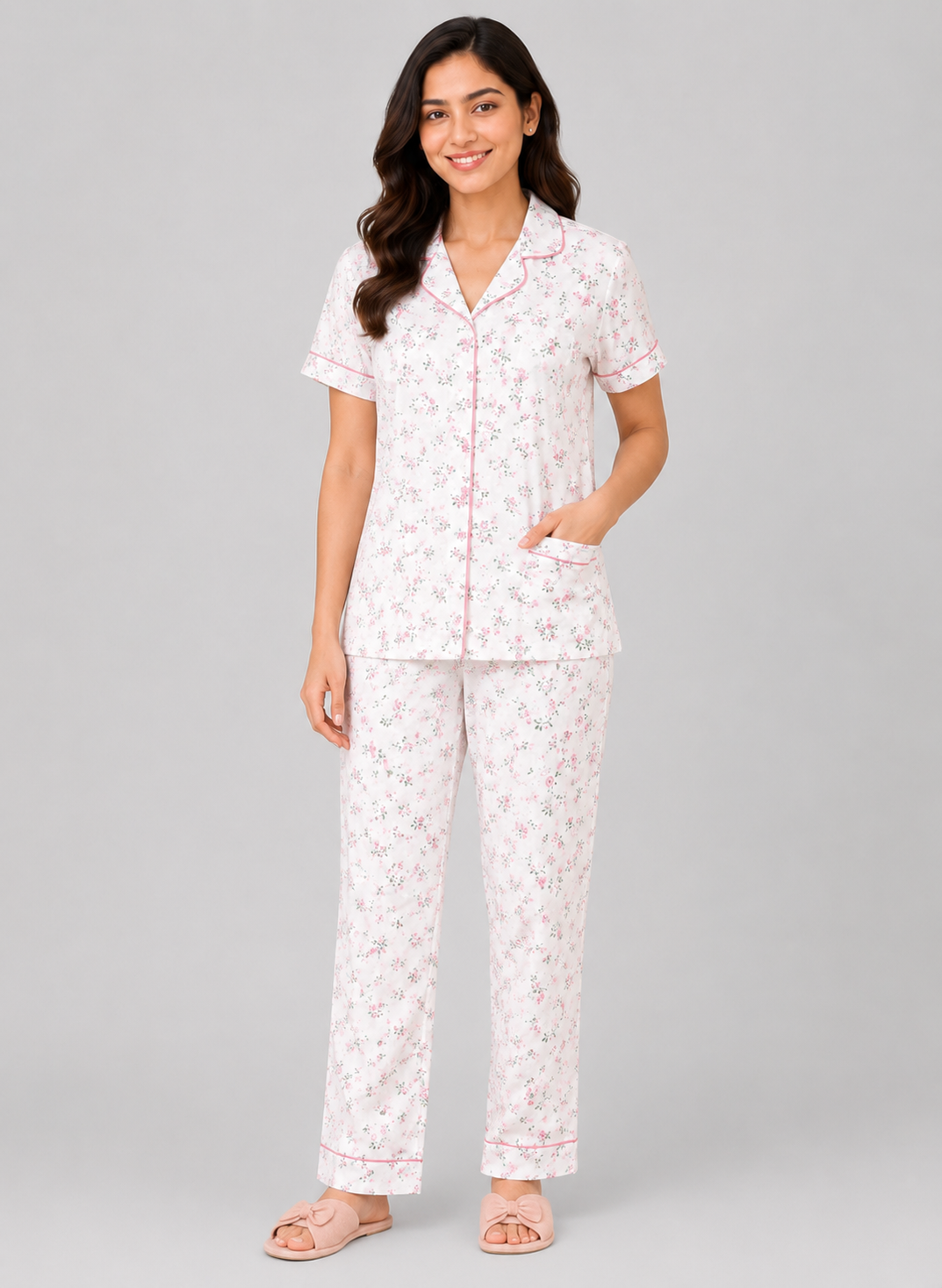Women Night Suit | Women Sleepwear Set | Ladies Nightwear | Front Open Pyjama Set