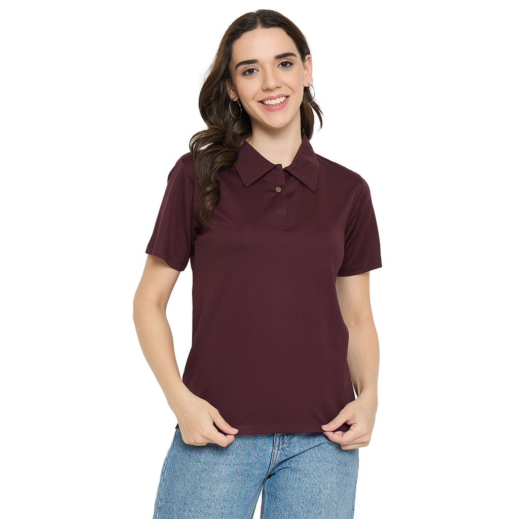Shop Camey Women’s T-Shirts – Casual & Comfortable Fit | Women Classic Short Sleeve Polo T-Shirt, Collared Neck