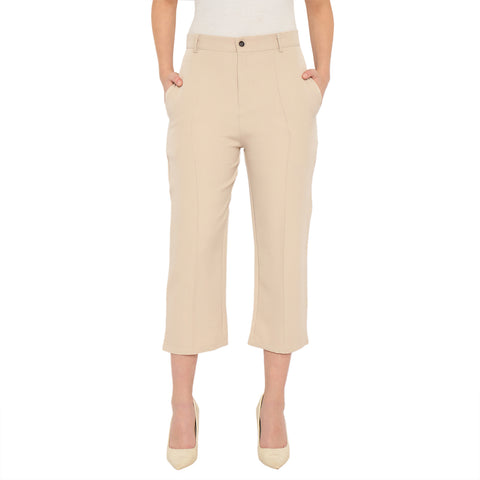 Women's Cropped Trousers, Beige