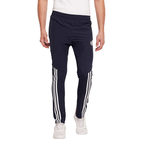 Men Striped Running Track Pants with Zipper Pocket