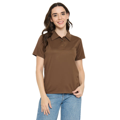 Buy Camey T-Shirts for Women – Stylish Daily Wear Online | Women Classic Short Sleeve Polo T-Shirt, Collared Neck