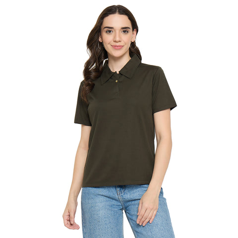 Camey Printed T-Shirts for Ladies – Fashion Meets Comfort | Women Classic Short Sleeve Polo T-Shirt, Collared Neck