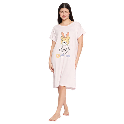 Women's short Nighty/Nightgown, Printed Pattern, Short Sleeve Sleep Dress
