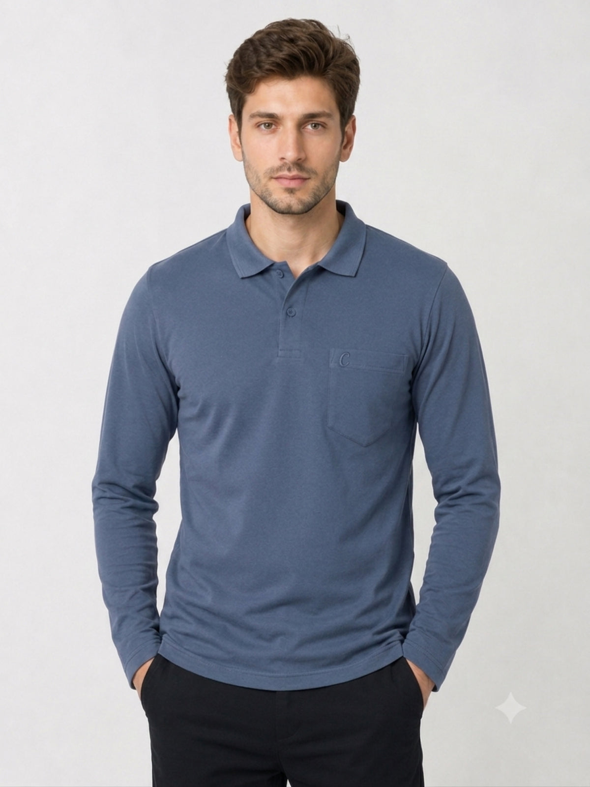 Camey Men's Solid Full Sleeve Polo T-Shirt For Men with Pocket