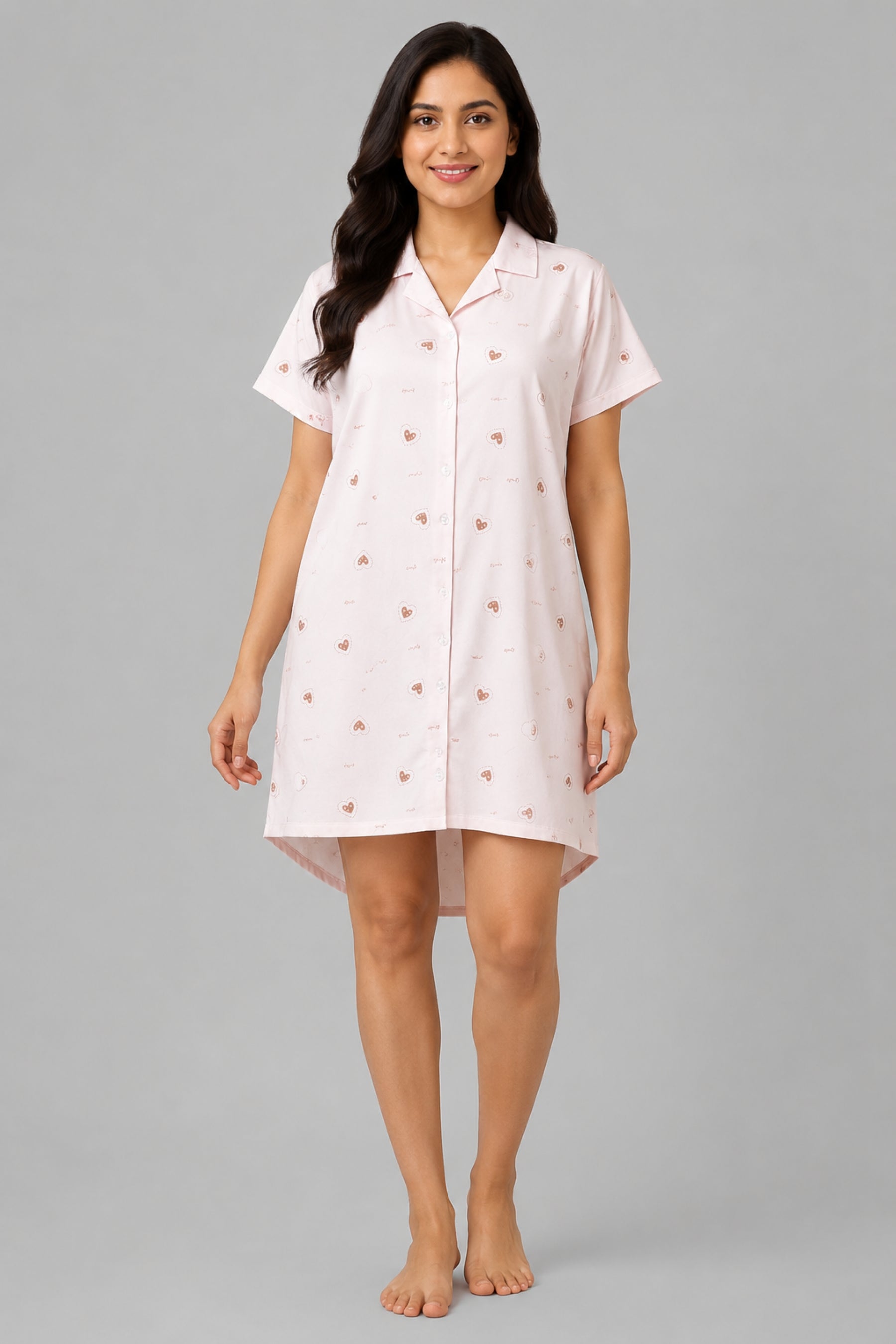 Women Front Open Short Nighty | Button Down Night Dress for Women | Comfortable Sleepwear | Loose Fit Short Nightwear | Soft Lounge Wear for Women | Everyday Night Dress