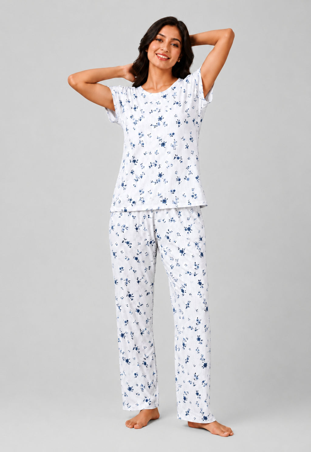 Women Night Suit Set | Soft &amp; Breathable Sleepwear for Women | Half Sleeve Top with Full Length Pyjama