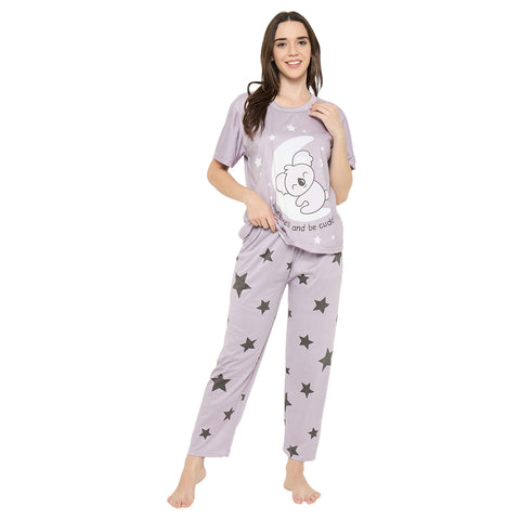 Purchase Camey Night Suit for Women – Cotton & Cozy Nightwear | Women's Printed Pyjama Set, Short Sleeve T-Shirt and Trousers, women nightsuit, Loungewear Set