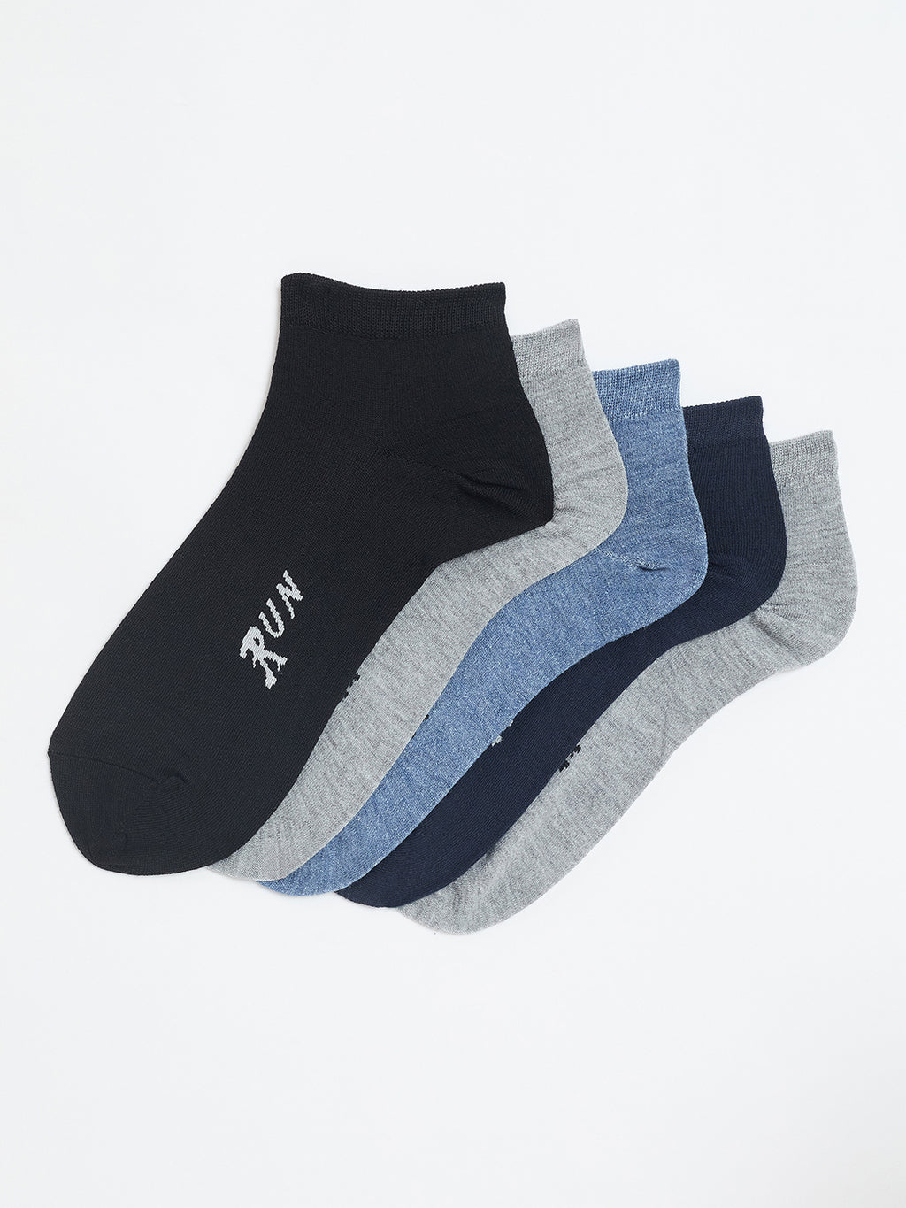 Comfortable Camey Socks for Men – Soft Cotton Fabric | Men's Sneakers Cotton Blend, Pack of 5, Multicolour (Black, Grey, Navy Blue)