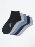 Comfortable Camey Socks for Men – Soft Cotton Fabric | Men's Sneakers Cotton Blend, Pack of 5, Multicolour (Black, Grey, Navy Blue)