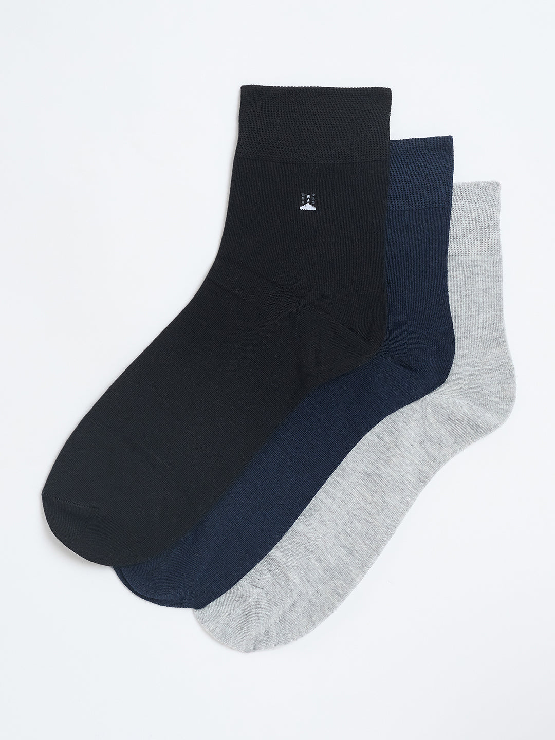 Ankle Length Cotton Socks, Pack of 3, Asst Colors