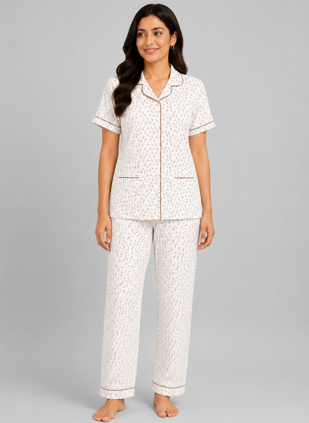 Women Night Suit | Women Sleepwear Set | Ladies Nightwear | Front Open Pyjama Set