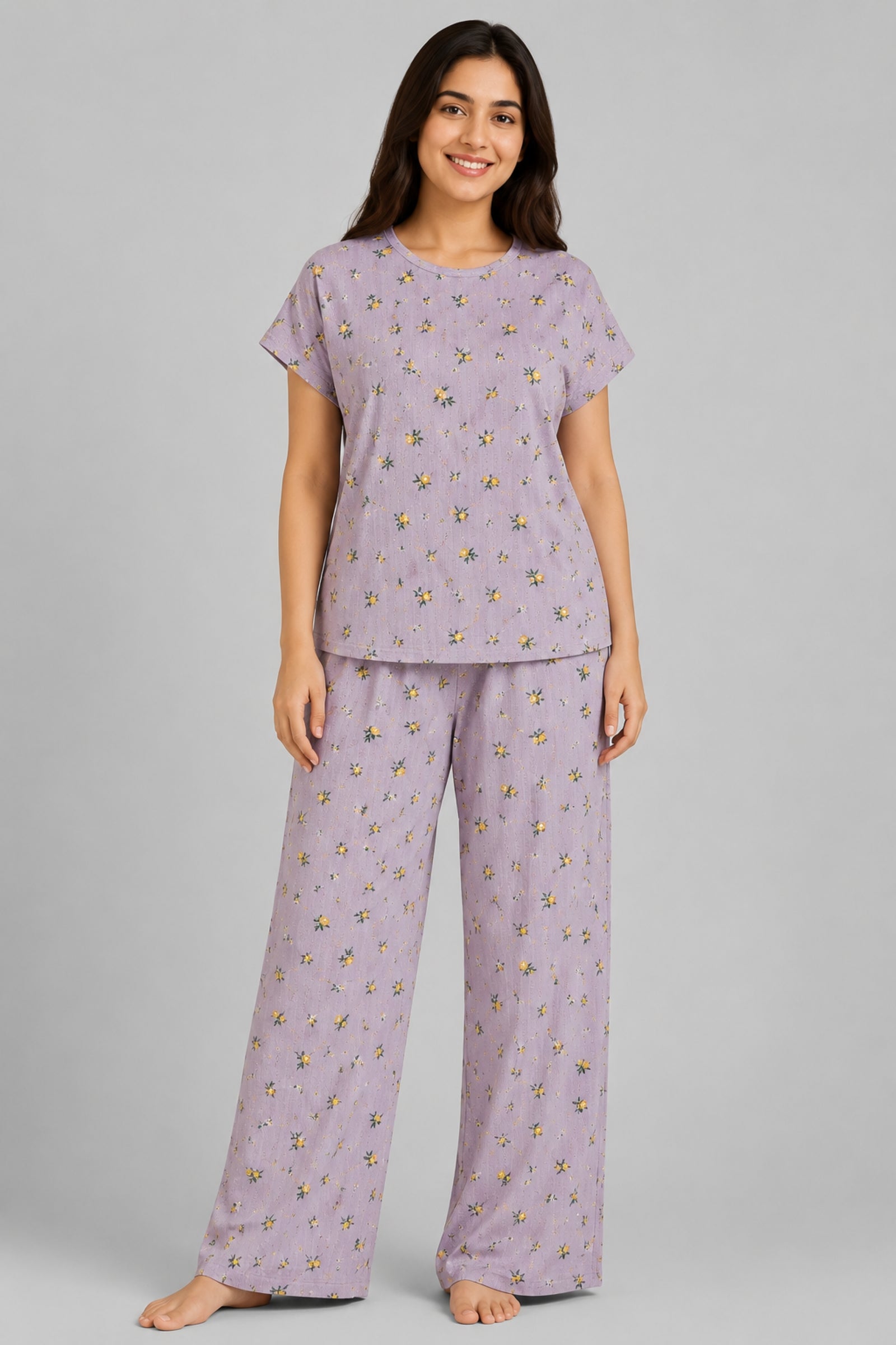 Women Night Suit Set | Soft & Breathable Sleepwear for Women | Half Sleeve Top with Full Length Pyjama
